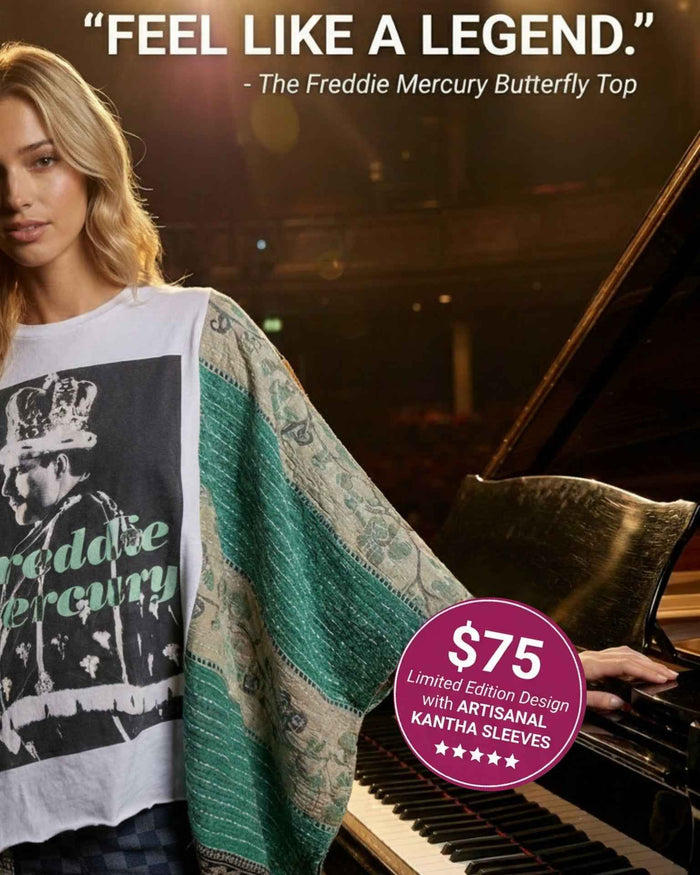 Freddie Mercury Butterfly Top - Unique Poncho with Kantha Sleeves