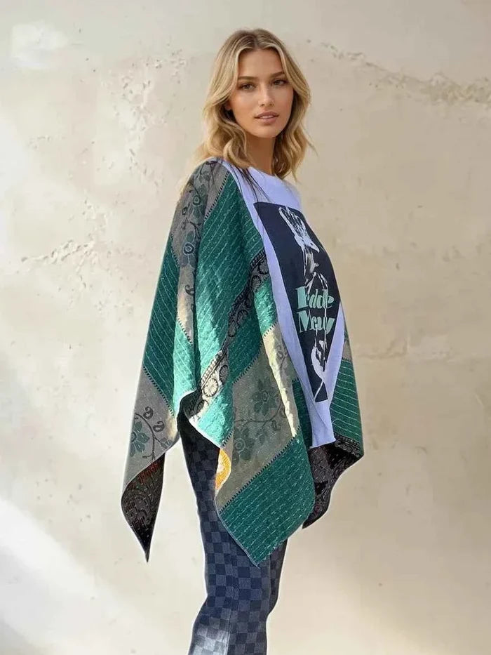 Freddie Mercury Butterfly Top - Unique Poncho with Kantha Sleeves