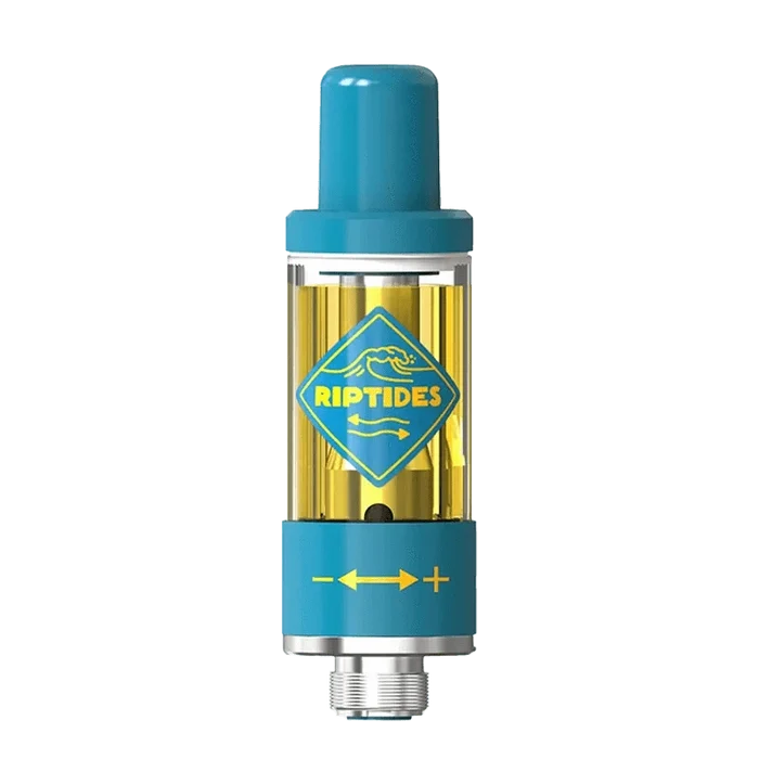 Front view of the Frozen Orchard Vape Cartridge with a clear tank and silver base, angled against a plain white background.