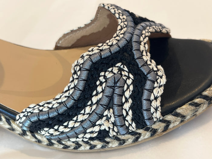 Gaimo Dane Raffia Heels in Natural & Blue