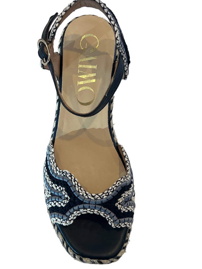 Gaimo Dane Raffia Heels in Natural & Blue