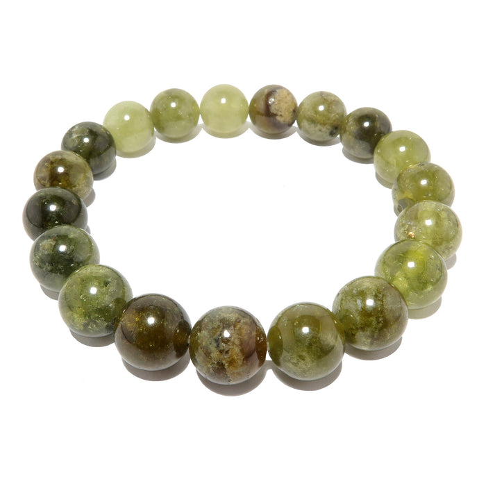 genuine green grossular garnet stretch bracelet