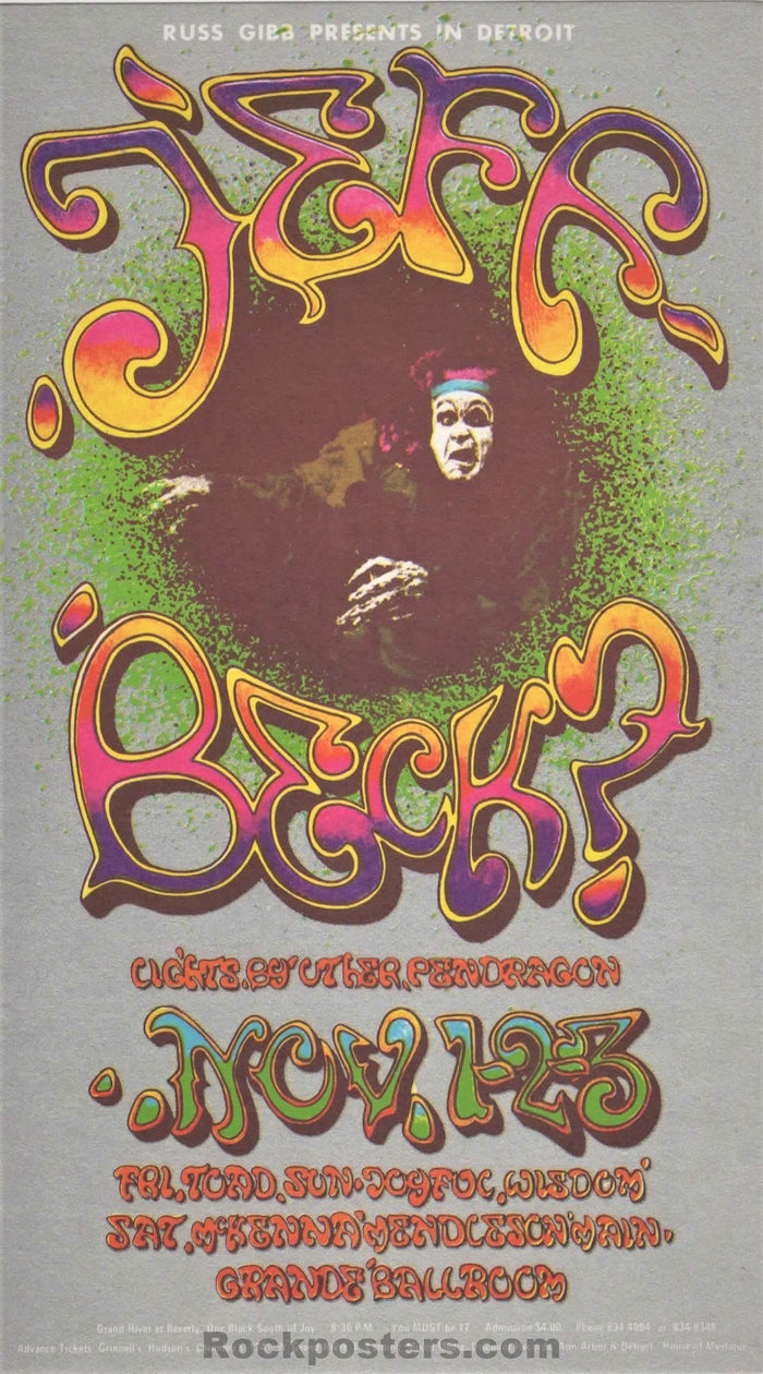 GB-62 - Jeff Beck Group - 1968 Postcard - Grande Ballroom - Near Mint