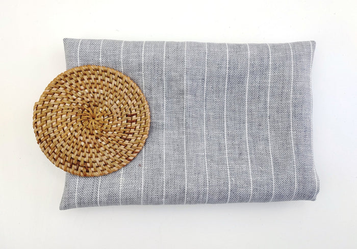 Gentle Grey Stripes: 100% Linen Chambray Twill Fabric 7614 - The Linen Lab - Grey