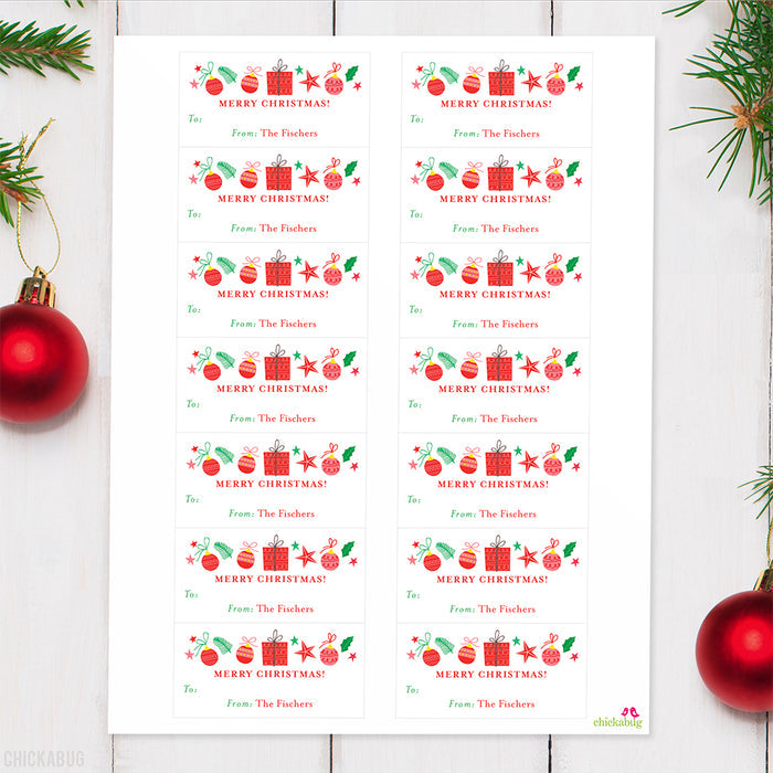 Gifts, Ornaments & Stars "Merry Christmas" Gift Labels