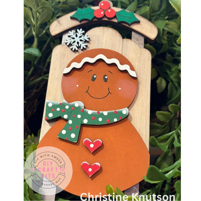 Gingerbread Face Sled Ornament DIY Kit