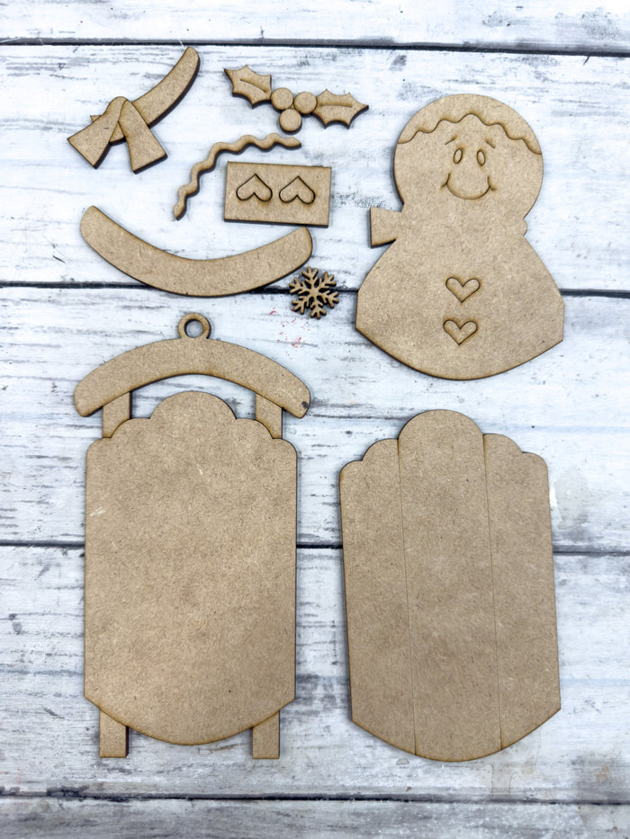Gingerbread Face Sled Ornament DIY Kit