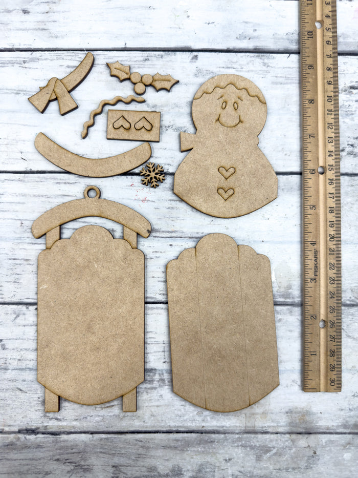 Gingerbread Face Sled Ornament DIY Kit