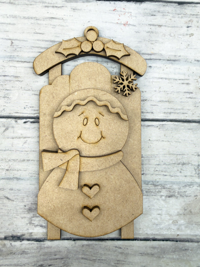 Gingerbread Face Sled Ornament DIY Kit