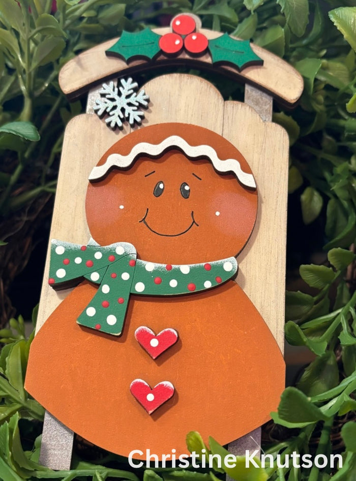 Gingerbread Face Sled Ornament DIY Kit