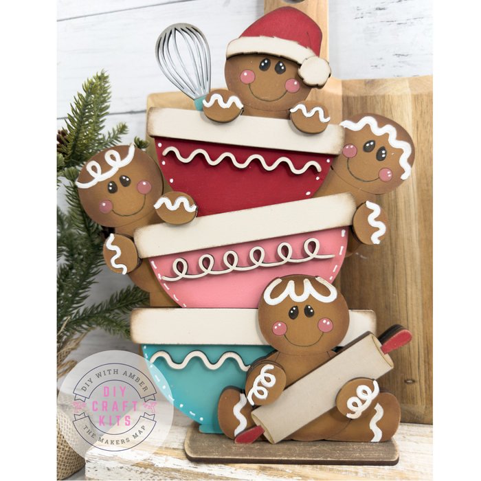 Gingerbread Man Baking Bowls Shelf Sitter DIY Kit