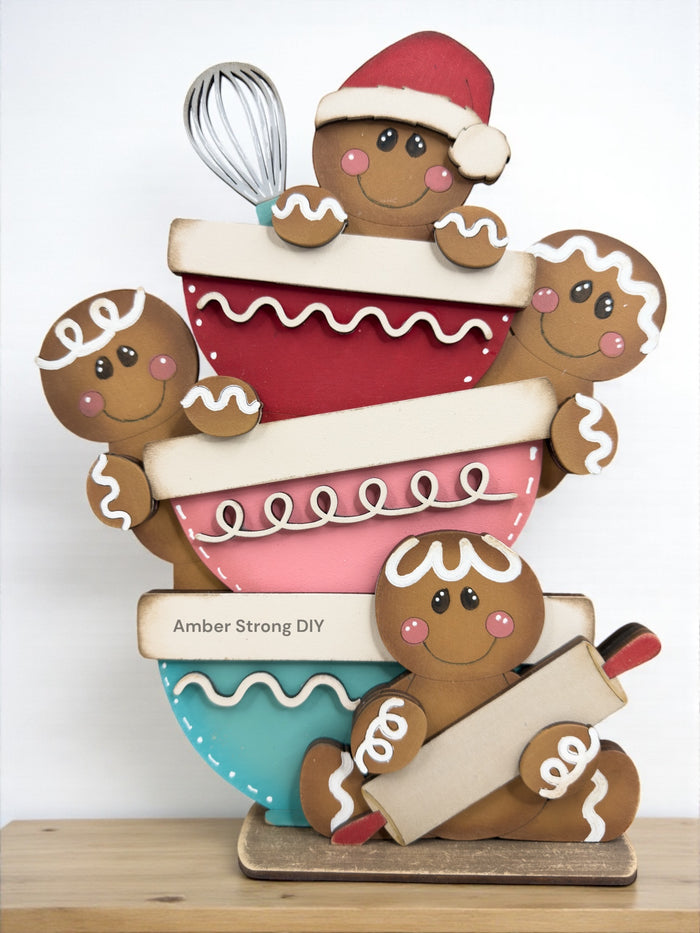 Gingerbread Man Baking Bowls Shelf Sitter DIY Kit