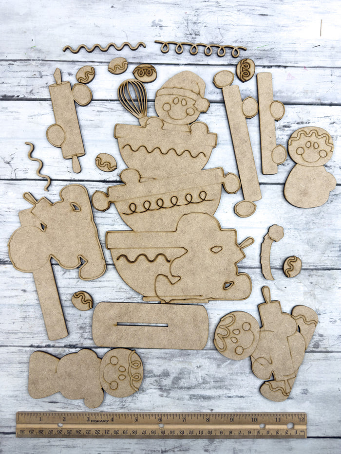 Gingerbread Man Baking Bowls Shelf Sitter DIY Kit