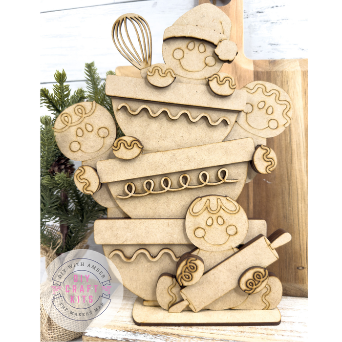 Gingerbread Man Baking Bowls Shelf Sitter DIY Kit