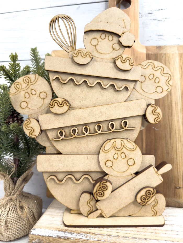 Gingerbread Man Baking Bowls Shelf Sitter DIY Kit