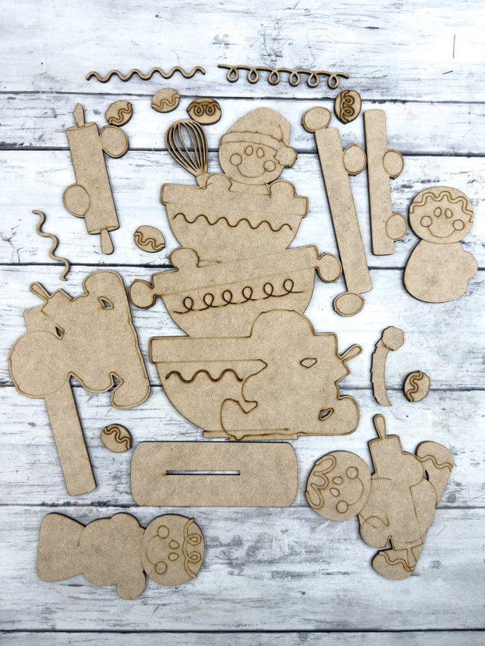 Gingerbread Man Baking Bowls Shelf Sitter DIY Kit