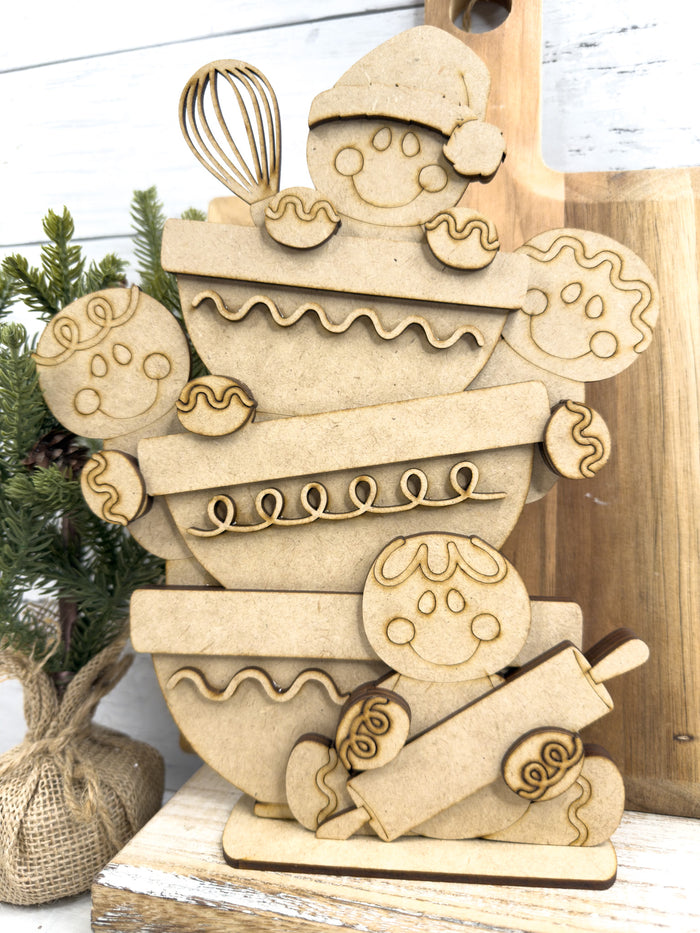 Gingerbread Man Baking Bowls Shelf Sitter DIY Kit