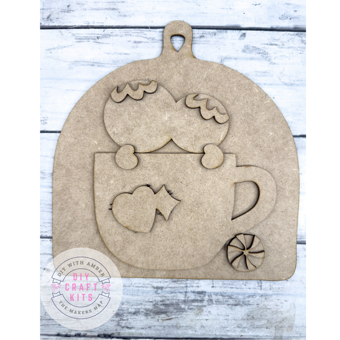 Gingerbread Mug Round Top Cutting Board DIY Kit