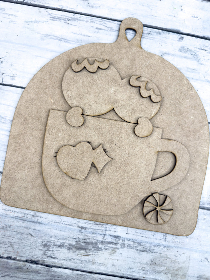 Gingerbread Mug Round Top Cutting Board DIY Kit