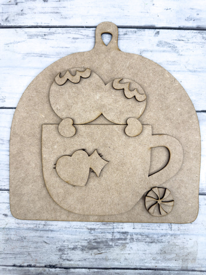 Gingerbread Mug Round Top Cutting Board DIY Kit