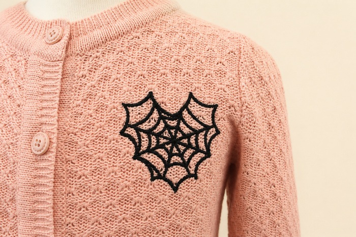 Girls Pink Spider Web Cardigan, Knit Sweater