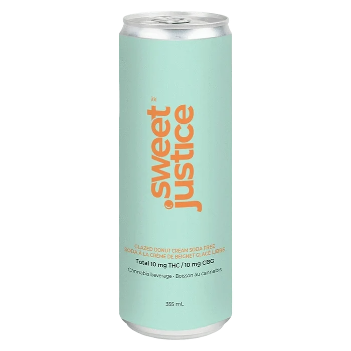 Front view of the Glazed Donut Cream Soda Free THC:CBG can, displaying bold branding against a white background.