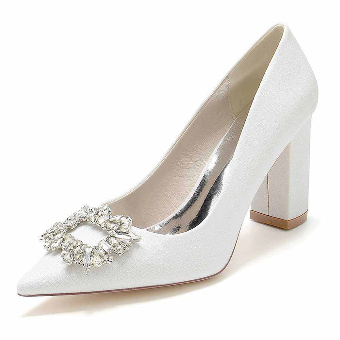 Elegant S&DCo. heels featuring glitter bridal shoes with beaded buckle for a stylish wedding look