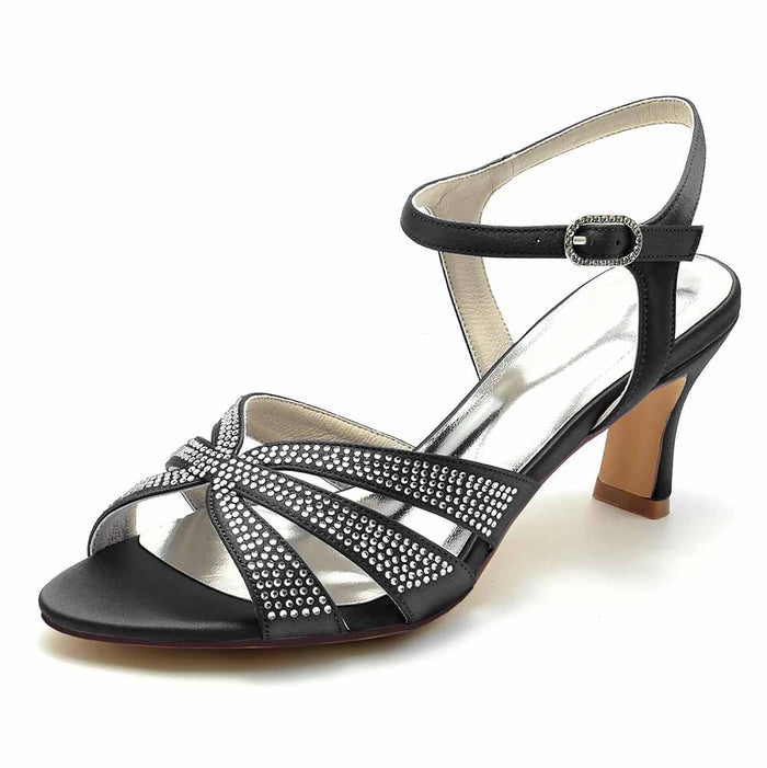 Stylish S&DCo. glitter satin prom heels with a strappy design and elegant embellishments