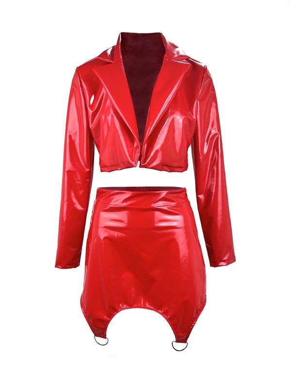 Glossy Latex Cut Out Lingerie