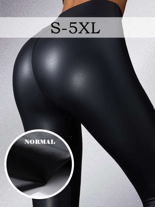 Glossy PU Hip-lift Leggings