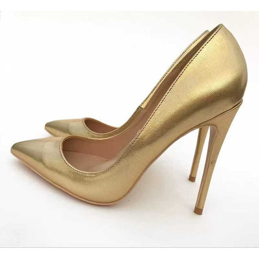 Stylish gold heel pumps for women with a sleek design and pointed toe ideal for dressy occasions