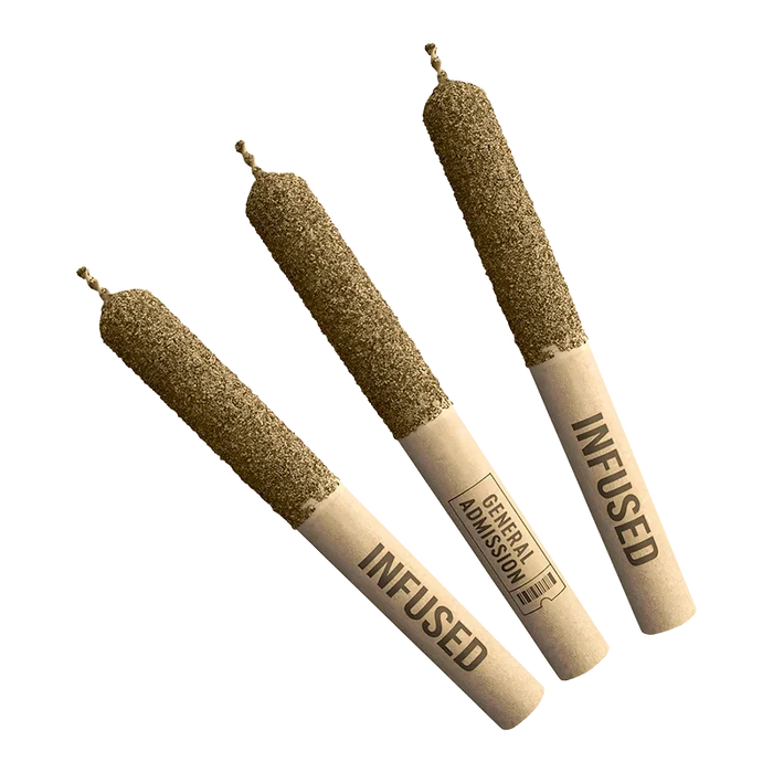 A three-pack of Grape Grenade Diamond Infused Pre Rolled 0.5 g joints presented against a plain white background.