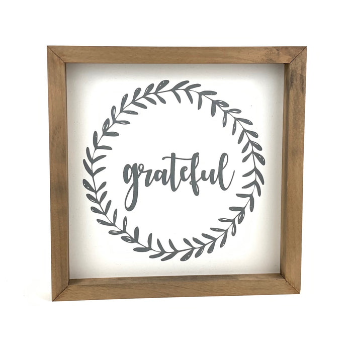 Grateful Wreath Framed Saying