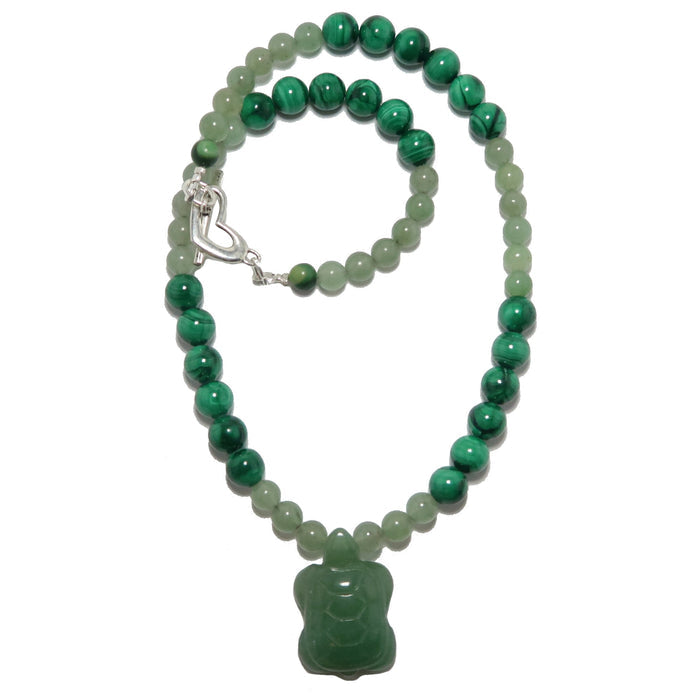 Green Aventurine Necklace Malachite Turtle Prosperity
