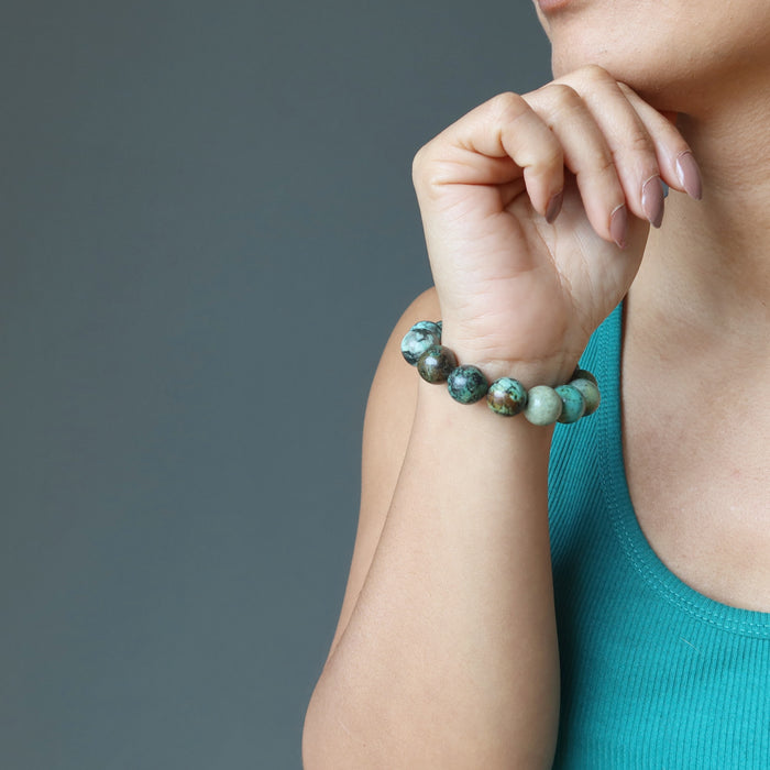 african turquoise bracelet on female model