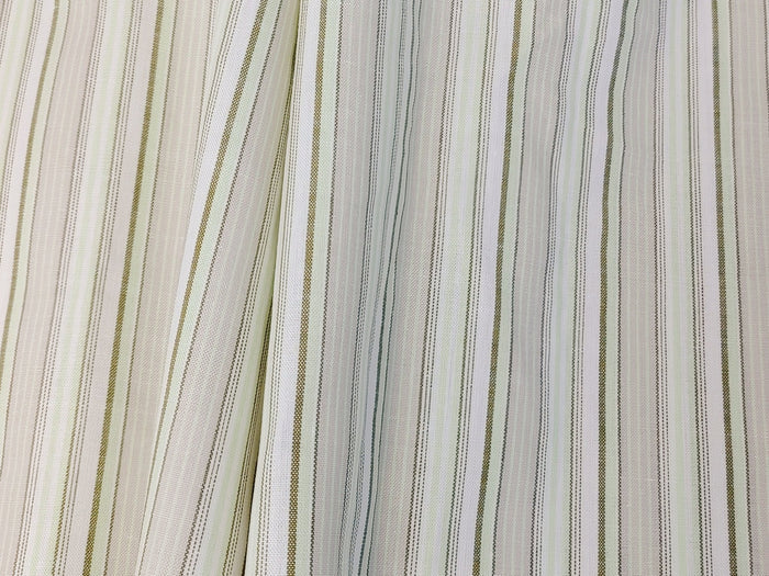 Green Stripe Cotton Ramie Fabric with Plain Weave 154 - The Linen Lab - Green