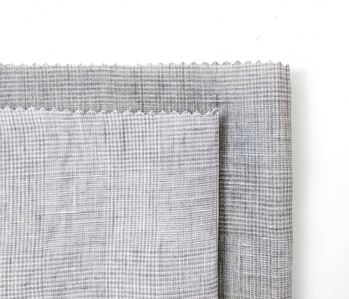Grey Elegance: Lightweight 100% Linen Glen Plaid 6536 6508 - The Linen Lab - Gray(Light)