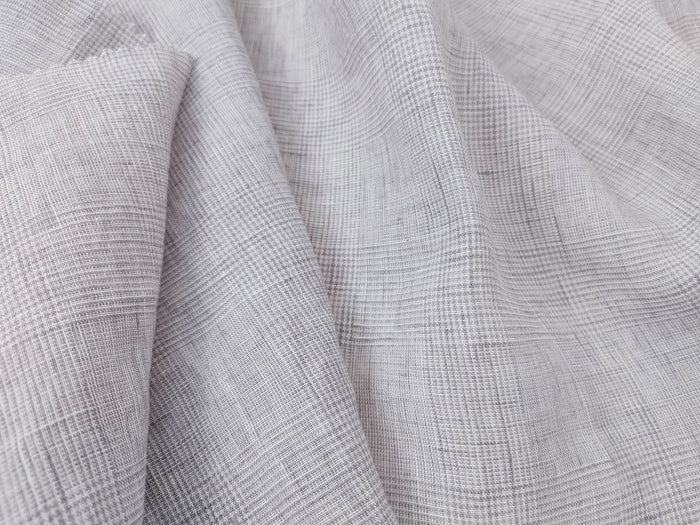 Grey Elegance: Lightweight 100% Linen Glen Plaid 6536 6508 - The Linen Lab - Gray(Light)