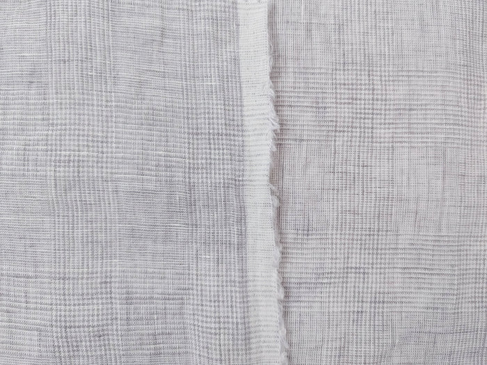 Grey Elegance: Lightweight 100% Linen Glen Plaid 6536 6508 - The Linen Lab - Gray(Light)