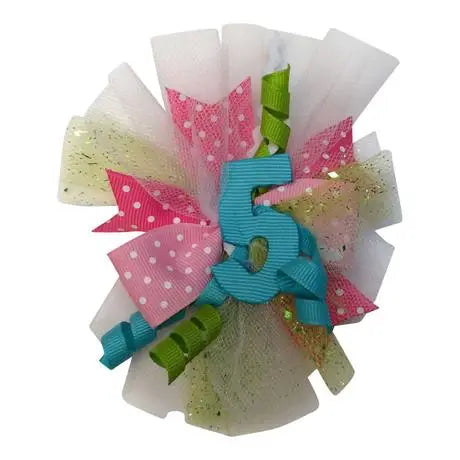 Hair Clip - Birthday Puff - Number 5