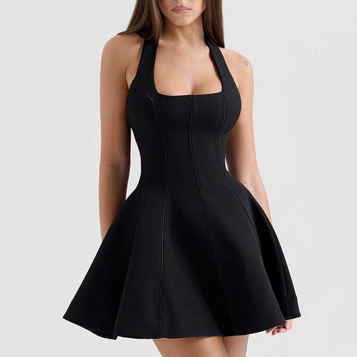 Halter Backless A Line Mini Dress