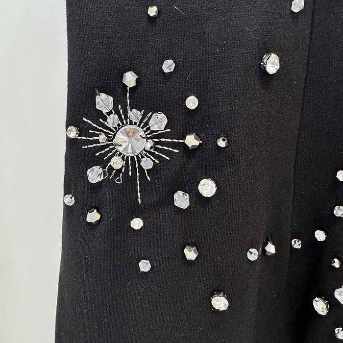 Halter Crystal Embellished Maxi Dress Black