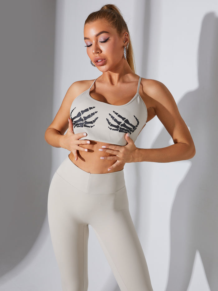 "Hand Bones" Print Cross Back Scrunch Bum Tracksuit