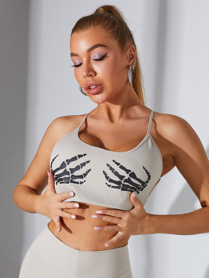 "Hand Bones" Print Cross Back Scrunch Bum Tracksuit