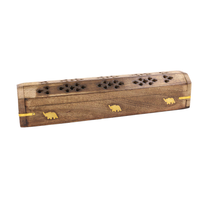 Hand Carved Wooden Incense Burner Box - Elephant - Smokin Resin Company