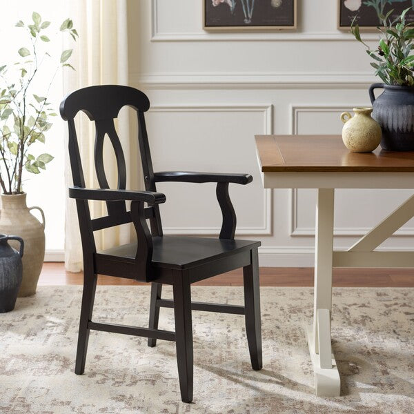 Hannelore Wooden Arm Chair in Black