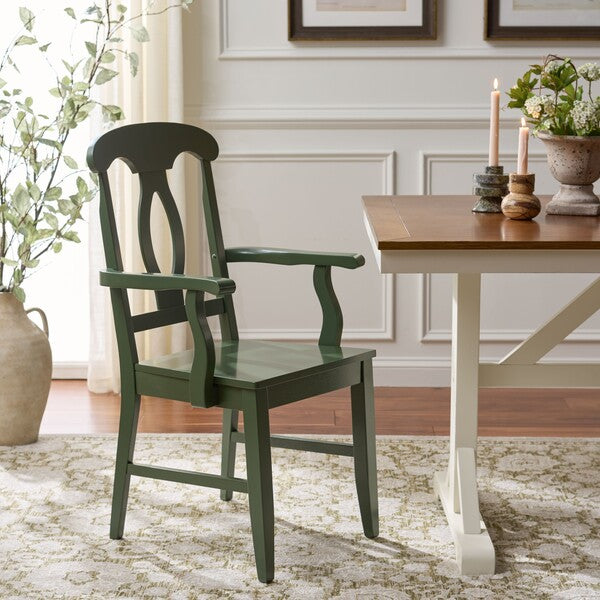 Hannelore Wooden Arm Chair in Dark Green