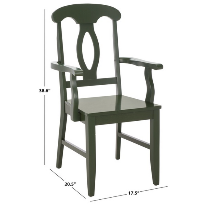 Hannelore Wooden Arm Chair in Dark Green