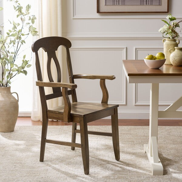 Hannelore Wooden Arm Chair in Dark Oak