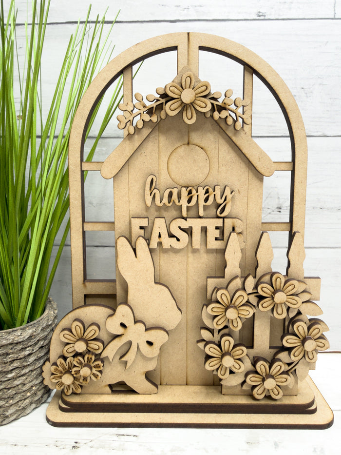 Happy Easter House Trio Insert for Interchangeable Window Base DIY Kit